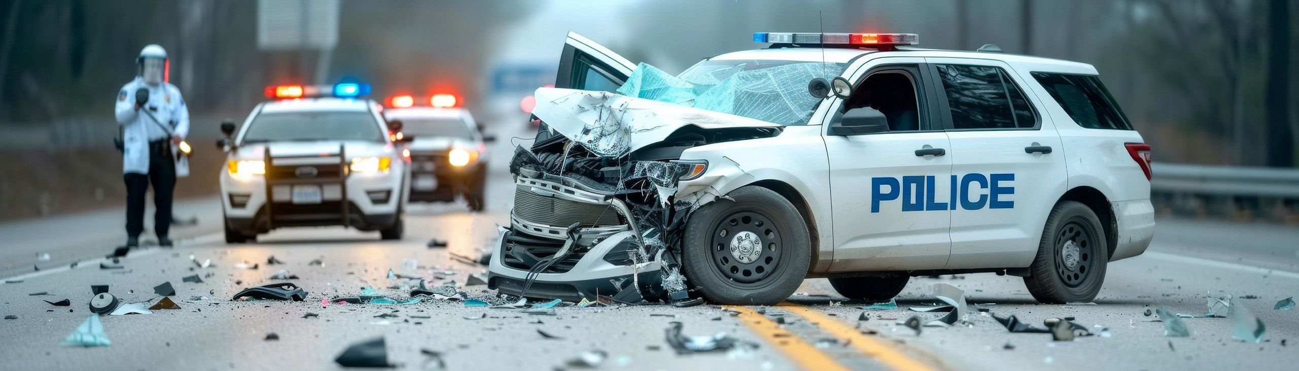 Car Accident with Police Car AdobeStock 876258574