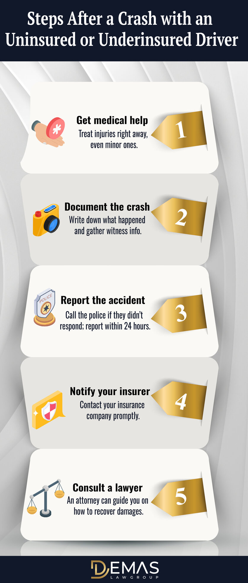 Steps Crash Uninsured Driver